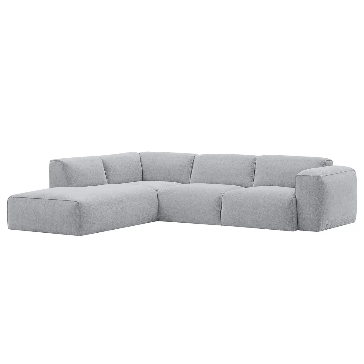 home24 Ecksofa 3-Sitzer mit Recamiere Grau Webstoff Saia | Grau