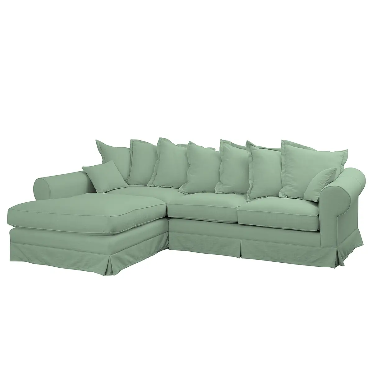 Ecksofa Webstoff Blau/Mint | Blau