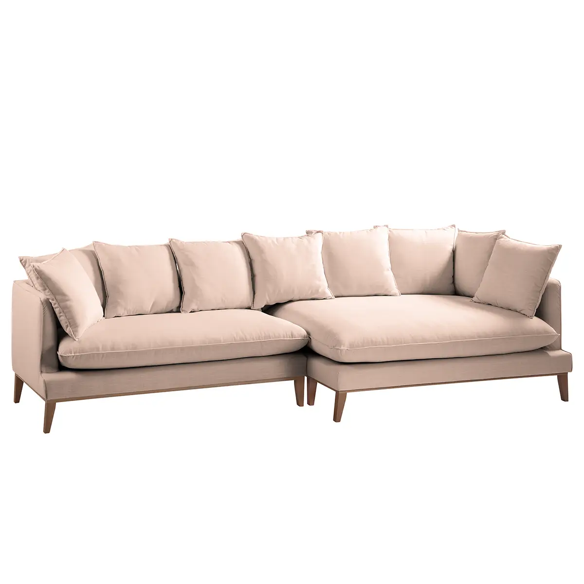 Ecksofa XL Webstoff Pink Stoff Moretey | Rosa