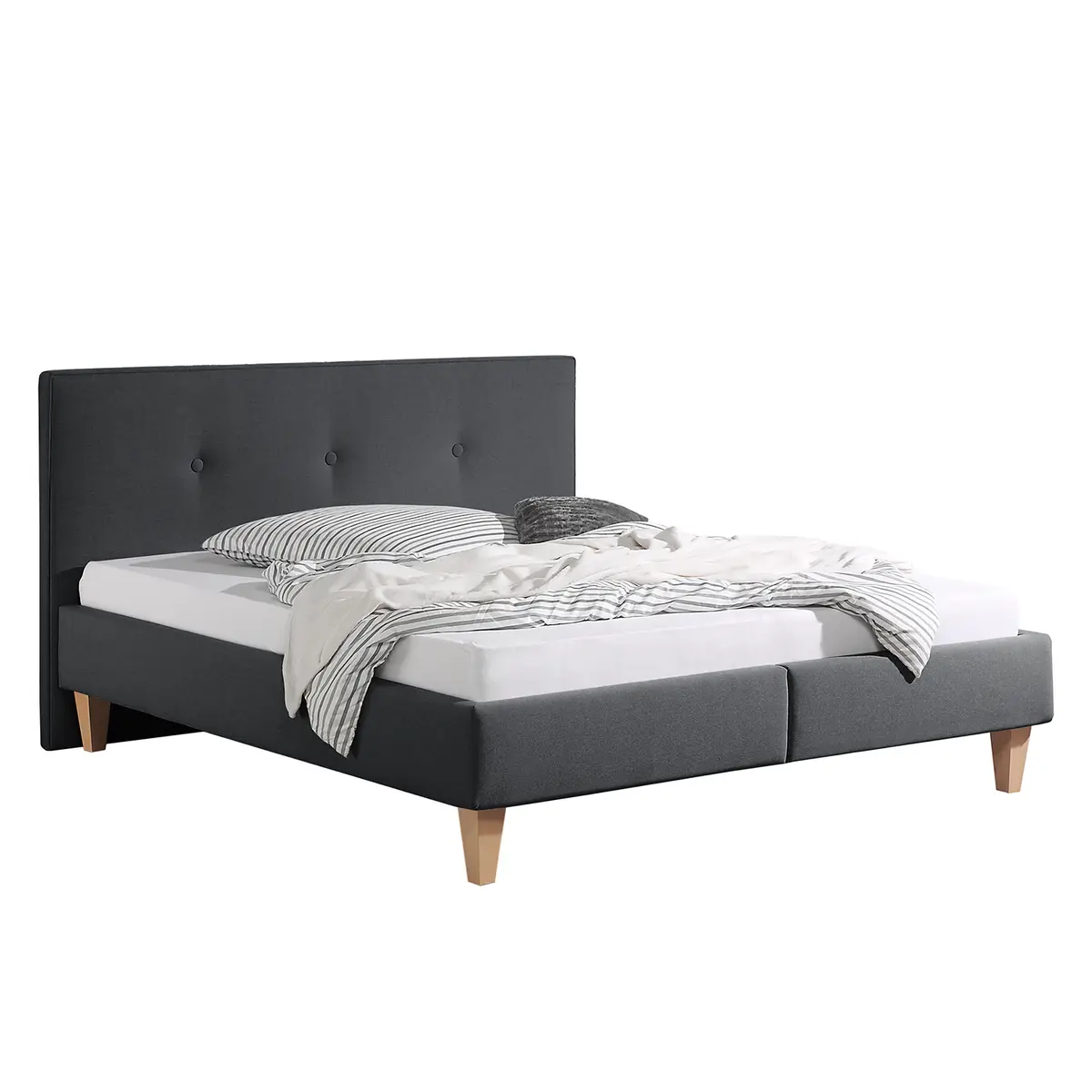 Polsterbett Alnarp Strukturstoff 200 x 200cm | Grau