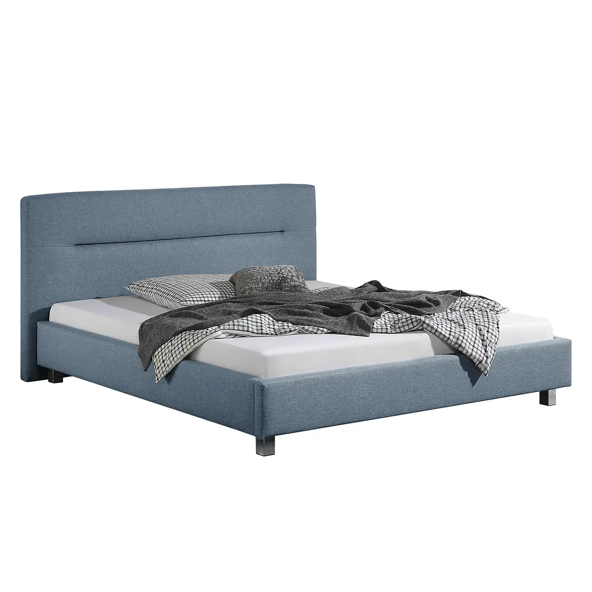 Polsterbett Billdal Strukturstoff 160 x 200cm | Blau