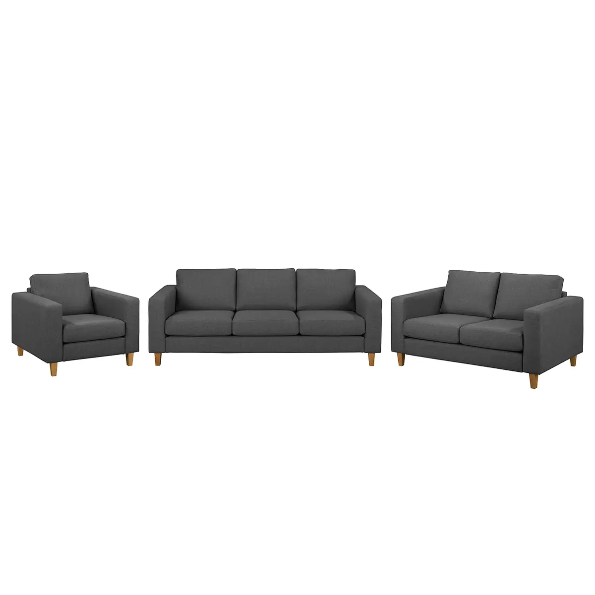 Polstergarnitur 3-2-1 Grau/Dunkelgrau Webstoff Inas | Grau