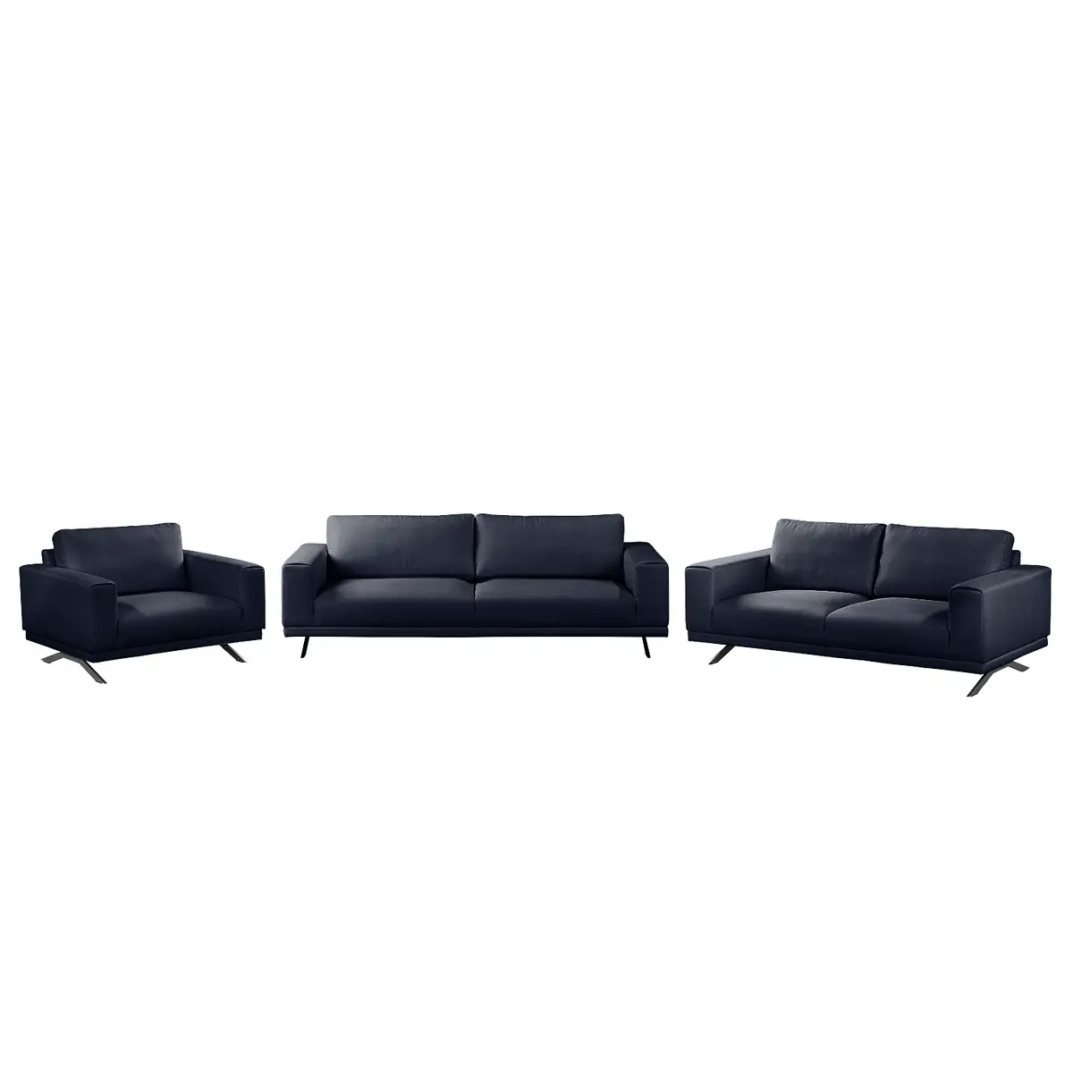 Polstergarnitur 3-2-1 Blau/Dunkelblau Webstoff Modern | Blau