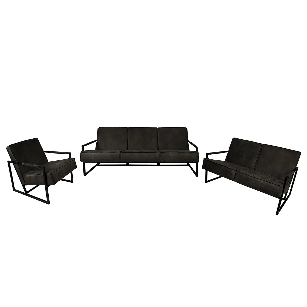 Polstergarnitur Rhode 3-2-1 Grau/Basalt Webstoff Industrial