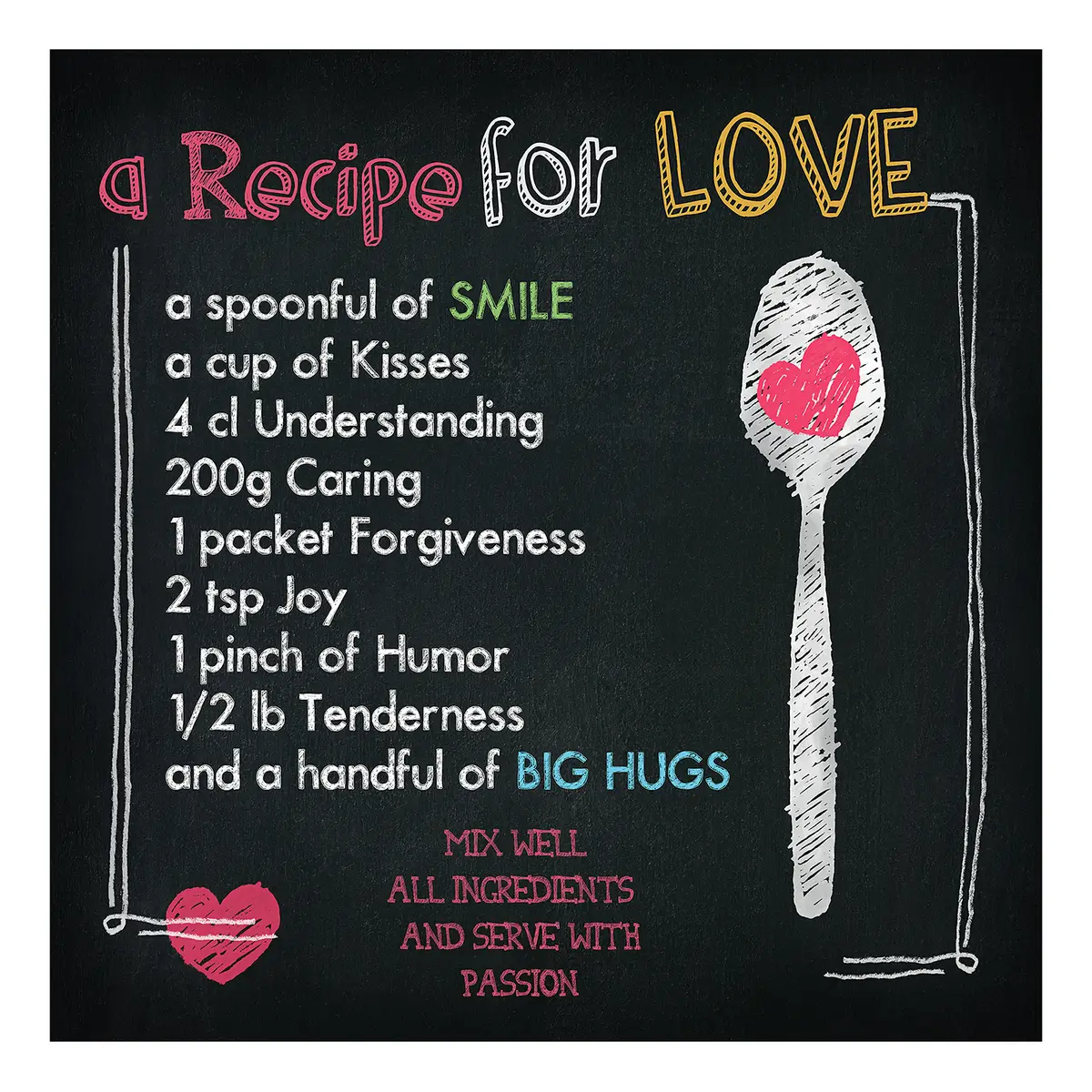 Floatglasbild A Recipe For Love | Mehrfarbig