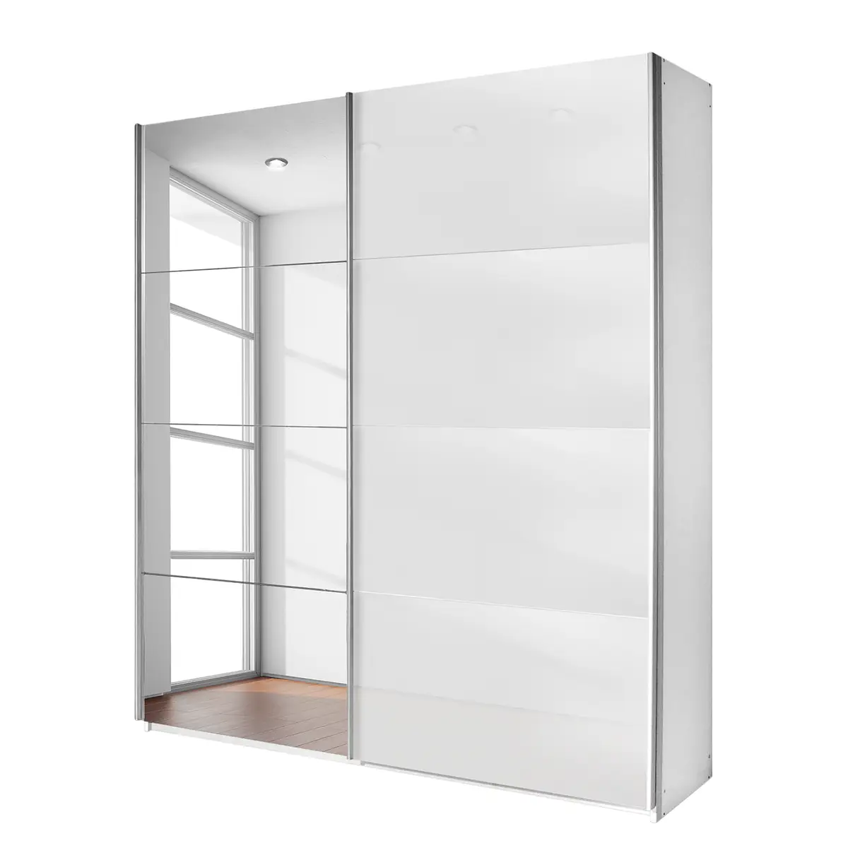 Schwebetürenschrank Spiegel | Weiß