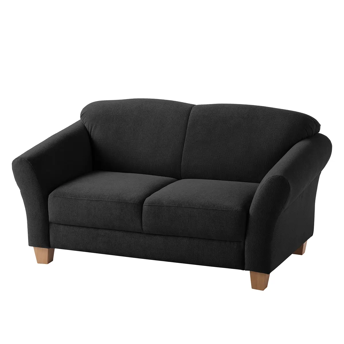 Sofa 2-Sitzer Webstoff Schwarz | Schwarz