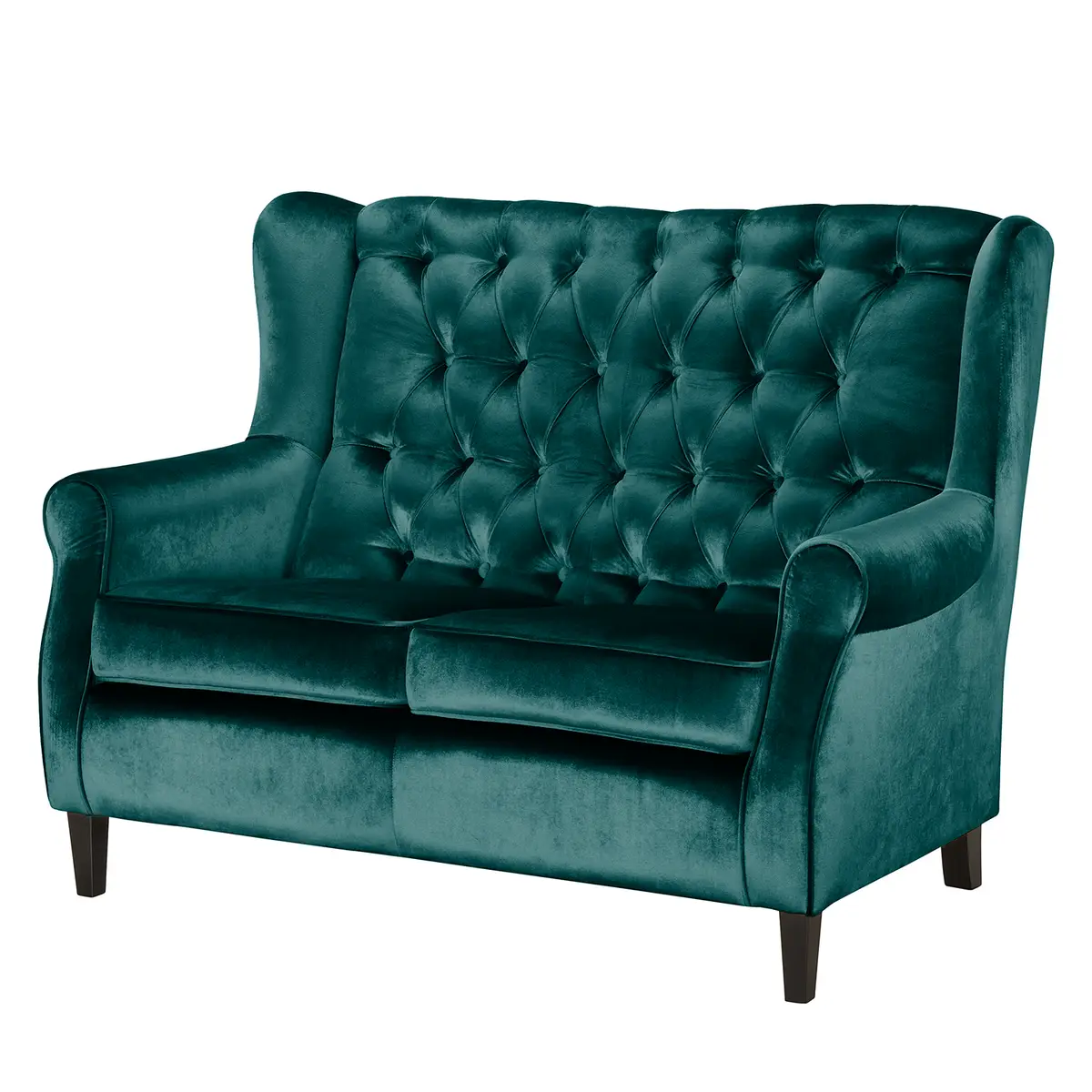 2-Sitzer Sofa Blau/Petrol Samt Gala | Blau