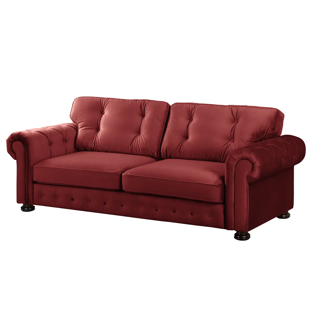 Sofa 3-Sitzer Rot/Rot Samt | Rot