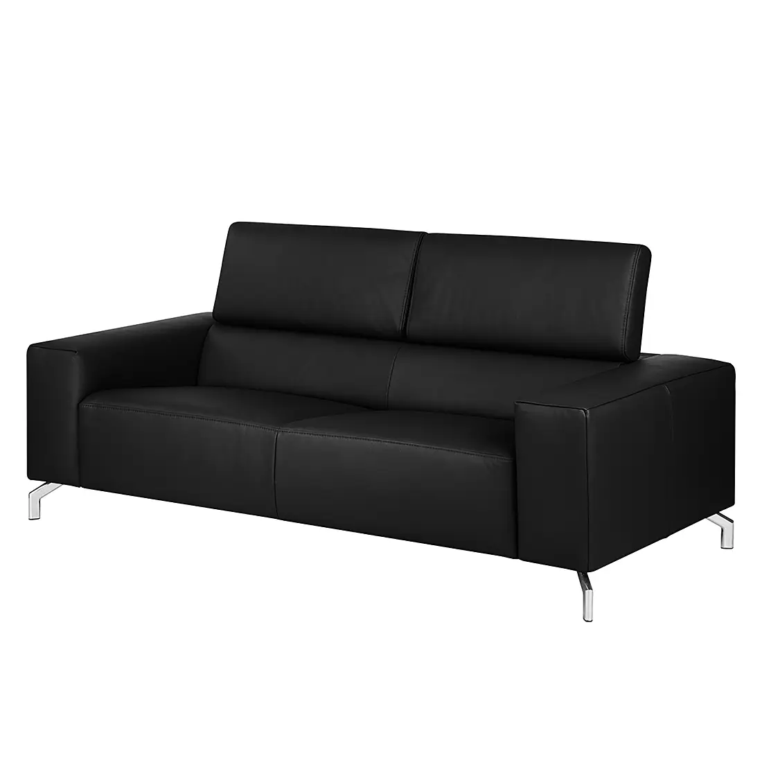 Sofa 2,5-Sitzer Echtleder Schwarz | Schwarz
