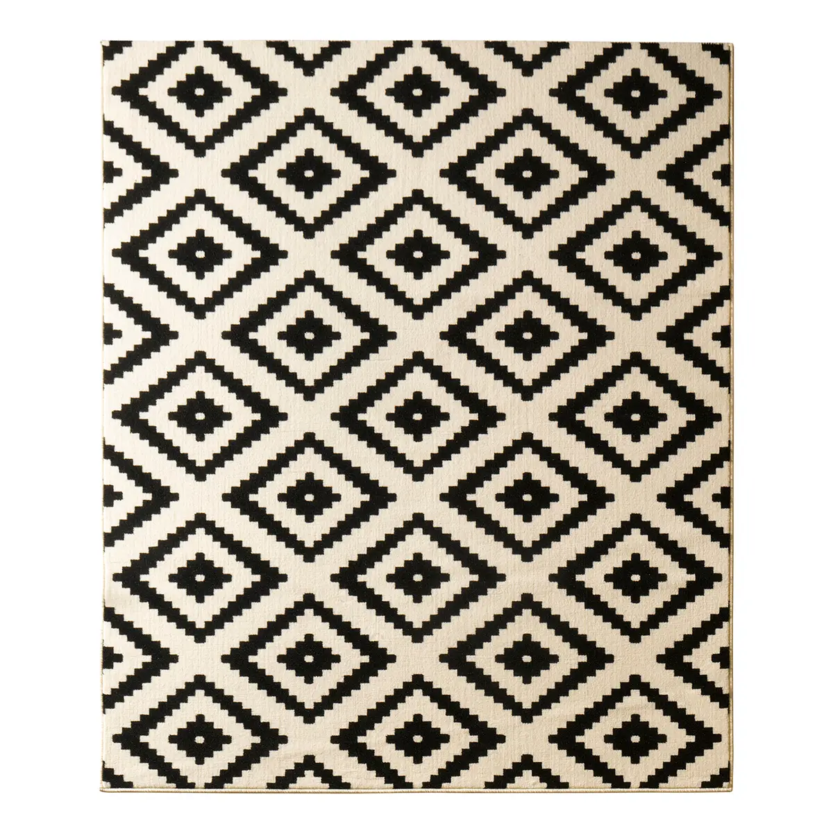 Teppich Raute Schwarz/Beige/Schwarz 80 x 200cm | Mehrfarbig