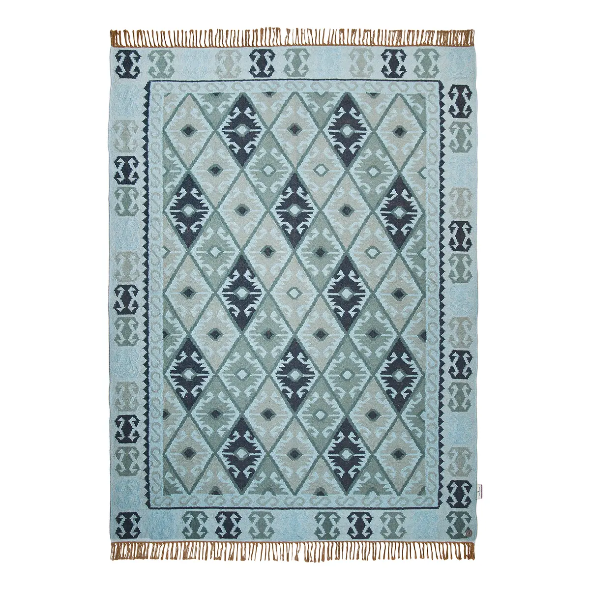 Teppich Vintage Kelim Colors II Türkis 65 x 135 cm Naturfaser