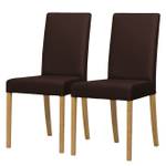 Gestoffeerde stoelen Corinna 2-delige set- - Kunstleer Sani: Donkerbruin - Eik