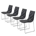 Chaises capitonnées Lisieux (lot de 4) Imitation cuir - Noir / Acier inoxydable