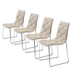 Stoelen Lisieux (4-delige set) kunstleer - Beige/roestvrij staal