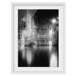 Impression art pont à Venise II Partiellement en pin massif - Blanc - 30 x 40 cm