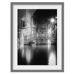 Impression art pont à Venise III Partiellement en pin massif - Gris - 40 x 55 cm