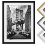 Tableau déco pont de Manhattan I Pin massif - Noir - 40 x 55 cm