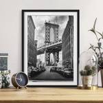 Tableau déco pont de Manhattan I Pin massif - Noir - 40 x 55 cm