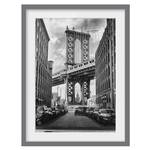 Afbeelding Bridge in Manhattan III deels massief grenenhout - grijs - 30 x 40 cm