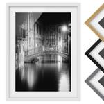 Impression art pont à Venise II Partiellement en pin massif - Blanc - 70 x 100 cm