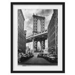 Afbeelding Bridge in Manhattan I deels massief grenenhout - zwart - 50 x 70 cm