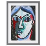 Impression d’art portrait d’un homme III Partiellement en pin massif - Gris - 40 x 55 cm