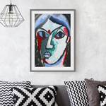 Impression d’art portrait d’un homme III Partiellement en pin massif - Gris - 40 x 55 cm