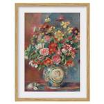 Impression art bouquet de fleurs IV Partiellement en chêne massif - Chêne - 50 x 70 cm