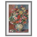 Impression art bouquet de fleurs III Partiellement en pin massif - Gris - 50 x 70 cm