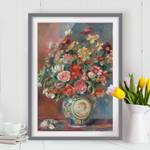 Impression art bouquet de fleurs III Partiellement en pin massif - Gris - 50 x 70 cm