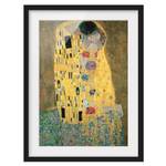 Impression d’art le baiser I Pin massif - Noir - 70 x 100 cm