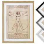 Impression d’art Léonard de Vinci IV Partiellement en chêne massif - Chêne - 30 x 40 cm