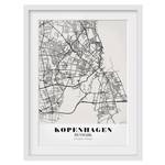 Tableau déco plan de Copenhague II Partiellement en pin massif - Blanc - 40 x 55 cm