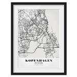 Afbeelding Plattegrond Kopenhagen I deels massief grenenhout - zwart - 70 x 100 cm