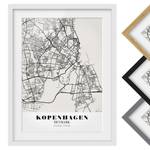 Bild Stadtplan Kopenhagen II Kiefer teilmassiv - Weiß - 50 x 70 cm