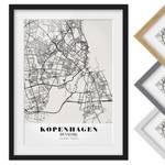 Bild Stadtplan Kopenhagen I Kiefer teilmassiv - Schwarz - 50 x 70 cm