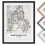 Bild Stadtplan Kopenhagen I Kiefer teilmassiv - Schwarz - 30 x 40 cm