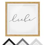 Impression d’art calligraphie Liebe IV Partiellement en chêne massif - Chêne - 50 x 50 cm