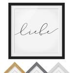 Impression d’art calligraphie Liebe I Pin massif - Noir - 50 x 50 cm