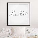 Impression d’art calligraphie Liebe I Pin massif - Noir - 50 x 50 cm