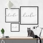 Impression d’art calligraphie Liebe I Pin massif - Noir - 50 x 50 cm