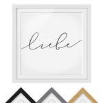 Impression d’art calligraphie Liebe II Partiellement en pin massif - Blanc - 70 x 70 cm