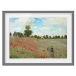 Impression d’art coquelicots III Partiellement en pin massif - Gris - 40 x 30 cm