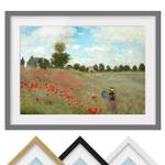 Impression d’art coquelicots III Partiellement en pin massif - Gris - 40 x 30 cm