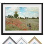 Impression d’art coquelicots I Pin massif - Noir - 100 x 70 cm