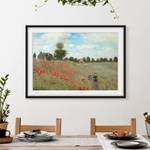 Impression d’art coquelicots I Pin massif - Noir - 100 x 70 cm