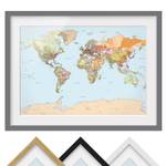 Bild Politische Weltkarte III Kiefer teilmassiv - Grau - 40 x 30 cm