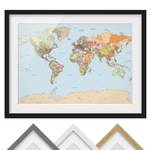 Bild Politische Weltkarte I Kiefer teilmassiv - Schwarz - 55 x 40 cm