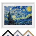 Impression d’art la nuit étoilée II Partiellement en pin massif - Blanc - 55 x 40 cm